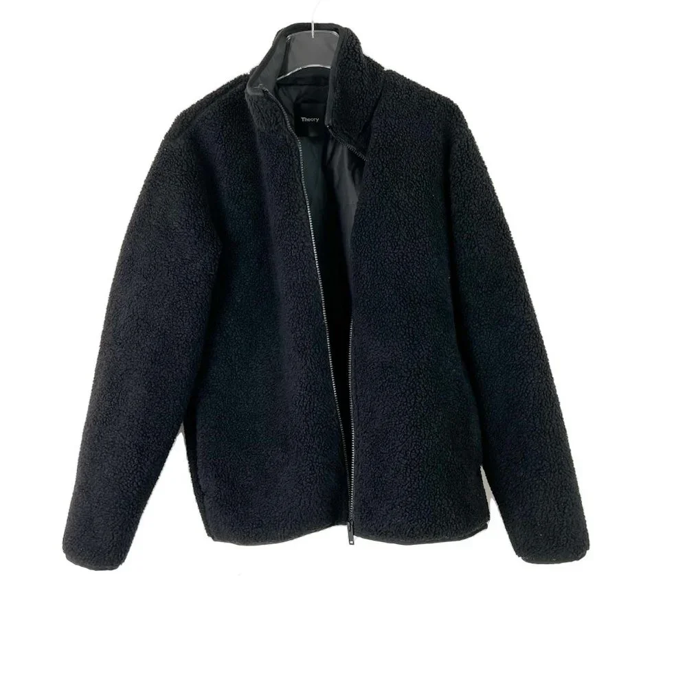 Theory Glacial Fleece Jacket Full Zip Black Size Medium M - Picture 15 of 16